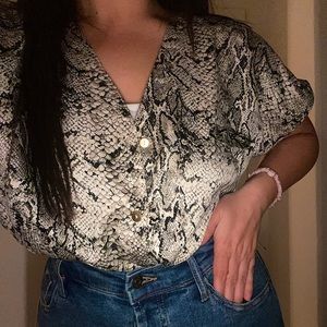 Silk button down top